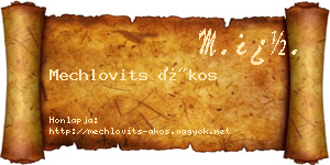 Mechlovits Ákos névjegykártya